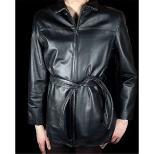 Leather Jacket Vintage Black Blazer Coat Women's Men's L Motorcycle Outerwear